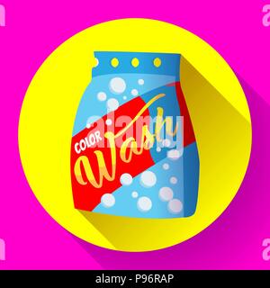 vector cartoon washing powder, laundry powder package design flat style. Stock Vector