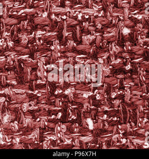 Red hand weaving matting tweed fabric texture. Closeup square fragment Stock Photo