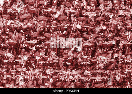 Red hand weaving matting tweed fabric texture. Closeup horizontal fragment Stock Photo
