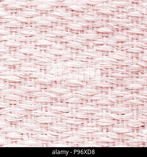 Red hand weaving matting tweed fabric texture. Closeup square fragment Stock Photo