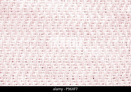 Red hand weaving matting tweed fabric texture. Closeup horizontal fragment Stock Photo