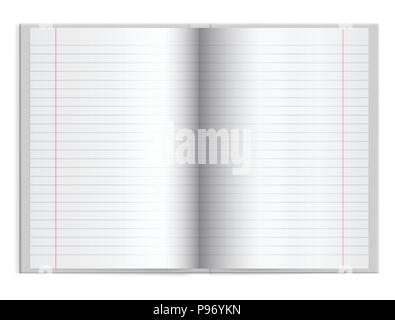 Open a schoolbook with lined paper in hardcover with space for text - vector Stock Vector