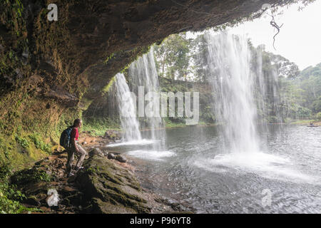 Waterfall in nature park, Tham Champy, Paksong, Laos Stock Photo