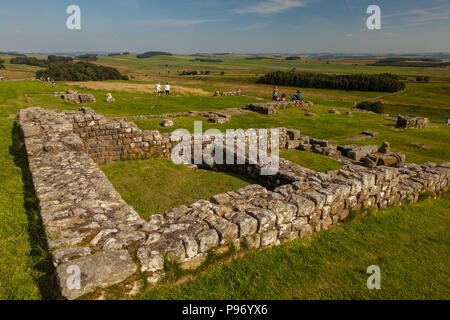 Hadrians Wall am Housestead Roman Fort Stock Photo