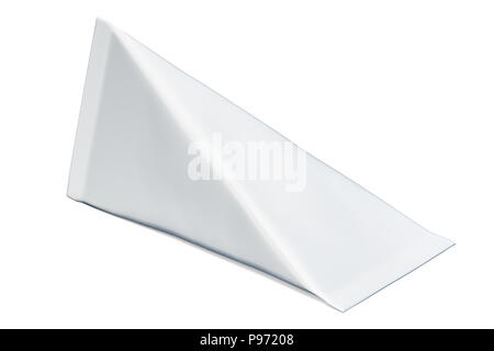 White mock up cardboard triangle box packing, 3D rendering Stock Photo