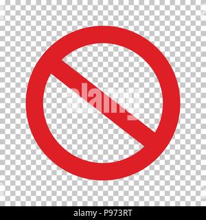 Empty NO symbol, prohibition or forbidden sign; crossed out red circle. Vector icon isolated on transparent background. Stock Vector