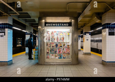 Newsstand in a subway station in New York Stock Photo