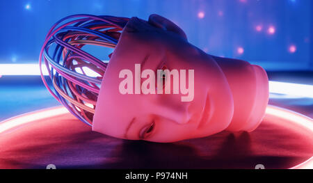 New ai robot, humanoid female artificial intelligence head Stock Photo