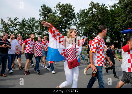 Moscow, Russia. July 15th 2018. Croatian supporters are going inside Luzhniki stadium for the final match of FIFA 2018 world cup in Moscow. France Vs Croatia Credit: Marco Ciccolella/Alamy Live News Stock Photo