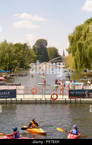 Bedford, England. 15 July 2018: Various boat displays and people having fun on the water on the River Ouse at the 40th River Festival in Bedford, Bedfordshire, England. Martin Parker/Alamy Live News Stock Photo