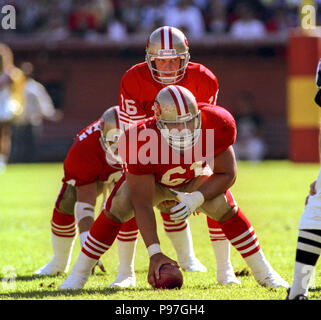 San Francisco, California, USA. 7th Aug, 1991. San Francisco 49ers vs. Denver  Broncos at Candlestick Park Wednesday, August 7, 1991. 49ers beat Broncos  24-6 in preseason game. 49er wide receiver Jerry Rice (