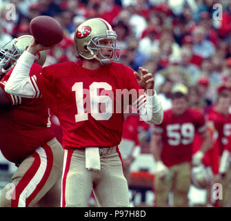 FILE - In this Jan. 28, 1990, file photo, San Francisco 49ers quarterback Joe  Montana throws a pass during the first half against the Denver in Super Bowl  XXIV in New Orleans.