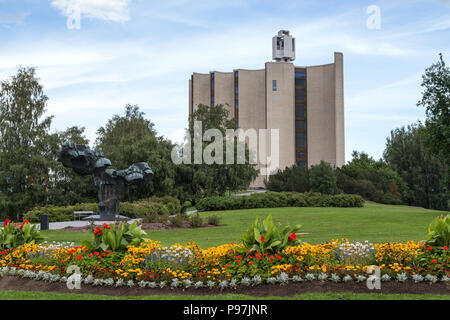 Kaleva Church (Kalevan kirkko in Finnish) and park in Tampere, Finland in the summer. Church was designed by Reima&Raili Pietilä and built in 1964-66. Stock Photo