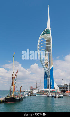 Emirates Spinnaker Tower at Gunwharf Quays, Portsmouth, Hampshire, England, UK. Emirates Tower portrait in Portsmouth.