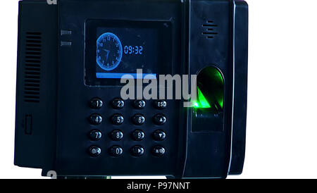Digital fingerprint scanner front company Stock Photo