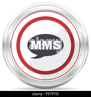 Mms silver metallic chrome border icons in 6 options, set of web blue ...