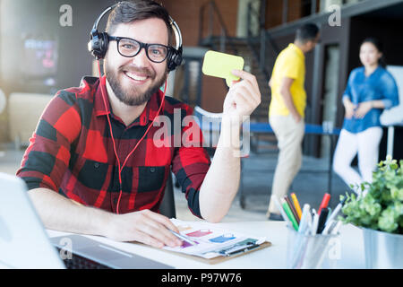 Modern Bearded Man in IT Office Stock Photo