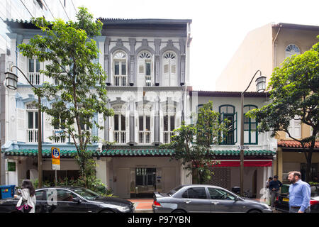 Rejuvenated shophouses along a busy Stanley Street which plenty of investors are interested to buy and invest. Singapore. Stock Photo