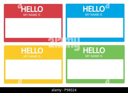 Hello, my name is introduction flat label set Stock Vector