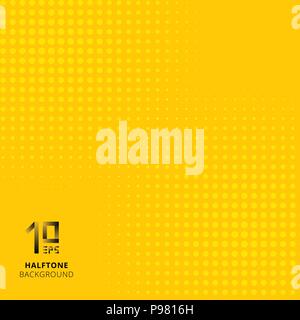 Abstract dots pattern or gradient halftone on yellow background. Retro comic cartoon. Vector illustration Stock Vector