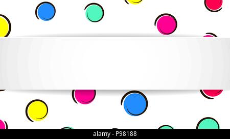 Pop art colorful confetti background. Big colored spots and circ Stock Vector