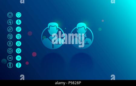 Doctor or medical specialists vector round icons woman and men, Avatar of the male and female medical personnel or assistances. Set of icons healthcare. Stock Vector