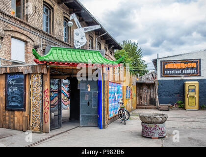 Berlin, Friedrichshain, RAW Gelände The White Rabbit Night Club entrance in Historic old former train repair works Building Stock Photo