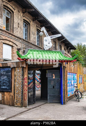 Berlin, Friedrichshain, RAW Gelände The White Rabbit Night Club entrance in Historic old former train repair works Building Stock Photo