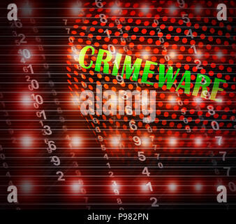 Crimeware Digital Cyber Hack Exploit 3d Illustration Shows Computer Crime And Digital Malicious Malware On Internet Or Computer Stock Photo