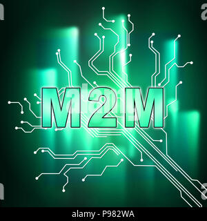 Computer M2m M2M Machine Connectivity And Cooperation 2d Illustration Shows ...