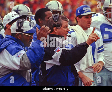 Dallas Cowboys head coach Jimmy Johnson displays his Super Bowl XXVII championship  ring on Wednesday, June 3, 1993 in Irving, Texas. The ring has a dazzling  five-point-shaped diamond in the center with