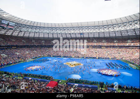 Moscow, Russland. 16th July, 2018. Graduation, Ceremony, End, Show, Celebration, Feature, General, Edge Theme, France (FRA) - Croatia (CRO) 4: 2, Final, Game 64, on 15.07.2018 in Moscow; Football World Cup 2018 in Russia from 14.06. - 15.07.2018. | Usage worldwide Credit: dpa/Alamy Live News Stock Photo
