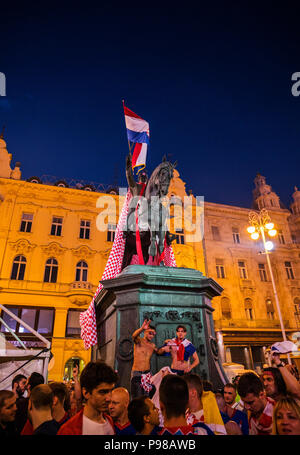 Zagreb, Croatia, Sunday, July 15, 2018, Croatians celebrate second place, silver medal, from the Soccer World Cup 2018, Russia Credit: Nino Marcutti/Alamy Live News Stock Photo