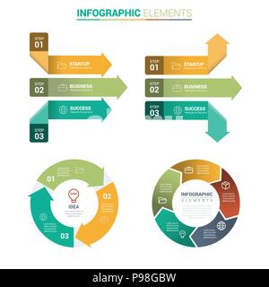 Perspective Arrow and Circle Infographic Template Stock Vector