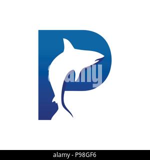 Creative Fish Shape Initial P Lettermark Vector Symbol Graphic Logo Design Stock Vector
