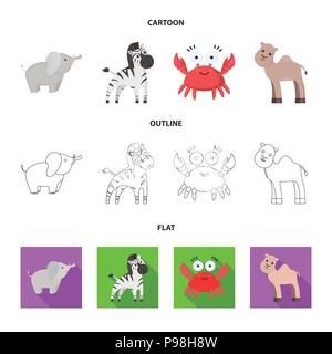 An unrealistic cartoon,outline,flat animal icons in set collection for design. Toy animals vector symbol stock  illustration. Stock Vector