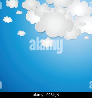 Vector abstract background composed of white paper clouds over blue. Eps10. Stock Vector