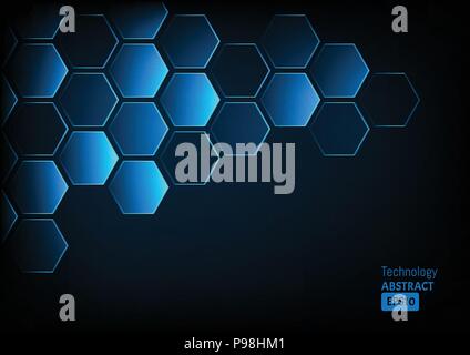 Abstract of futuristic surface with hexagons. Sci-fi background. Stock Vector