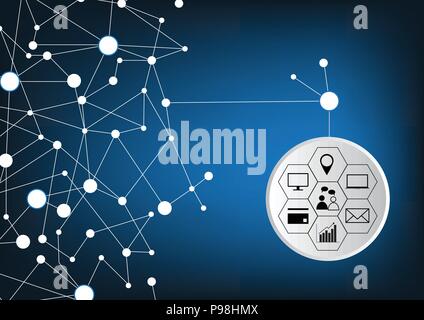 Molecule And Communication On dark blue Background - Vector Illustration, Graphic Design Useful For Your Design Stock Vector