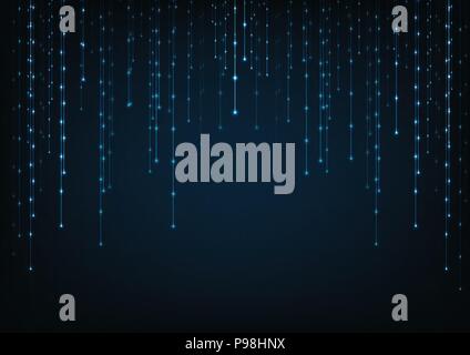 Blue glowing connections in space with particles.Concept of network, internet communication. Stock Vector