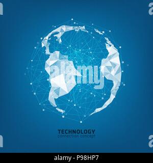 Technology global connection concept with digital planet Stock Vector