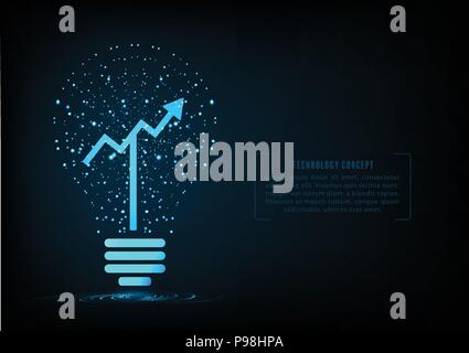 Light bulb with growing graph inside.Concept of successful growth of business. Stock Vector