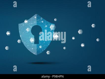 Internet security online concept: Padlock With Keyhole icon in . personal data security Illustrates cyber data security or information privacy idea. B Stock Vector