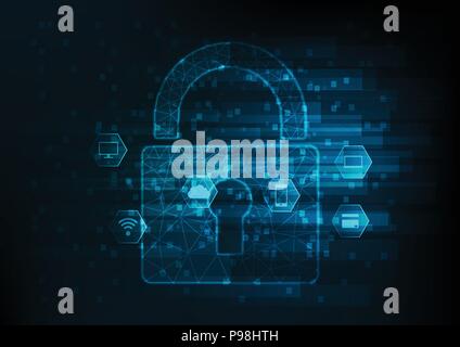 Internet technology cyber security concept of protect computer virus attack. Stock Vector
