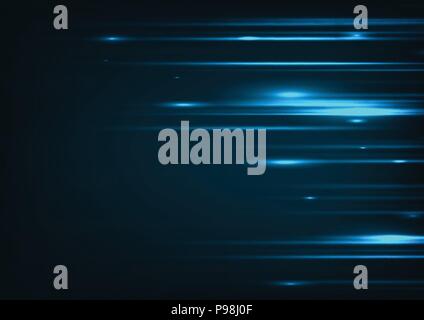 High speed. Hi-tech. Abstract technology background concept.Speed movement pattern and motion blur over dark blue background. Stock Vector
