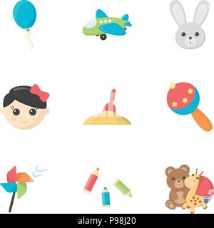 Toys set icons in cartoon style. Big collection of toys vector symbol stock Stock Vector