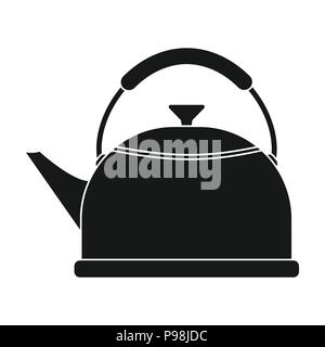 Kettle icon in black style isolated on white background. Kitchen symbol vector illustration. Stock Vector