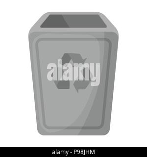 Garbage can icon in cartoon style isolated on white background. Trash and garbage symbol vector illustration. Stock Vector