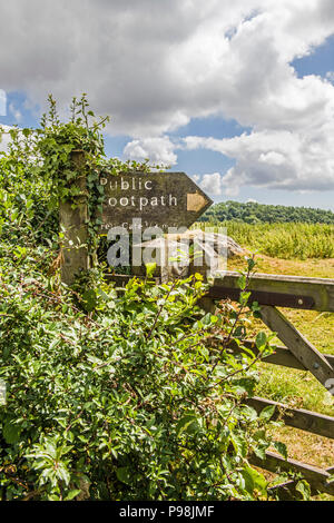 Overgrown Footpath Sign Public Footpath to Fell Gate Lake District National Park Stock Photo