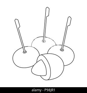 Olive with a stone on a stick.Olives single icon in outline style vector symbol stock illustration . Stock Vector